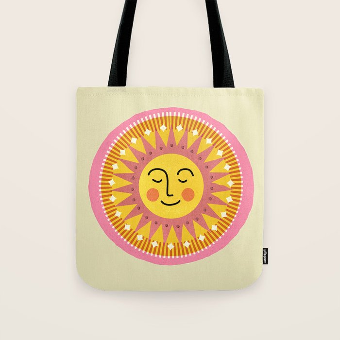 Smiling Sleeping Sun Face Tote Bag Gallery Image 1