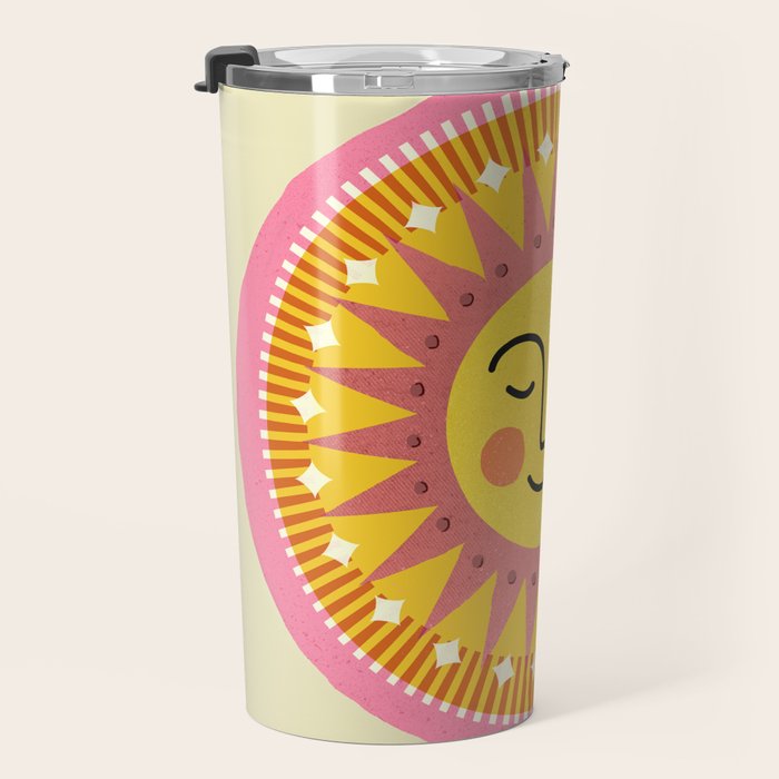 Smiling Sleeping Sun Face Travel Mug Gallery Image 3