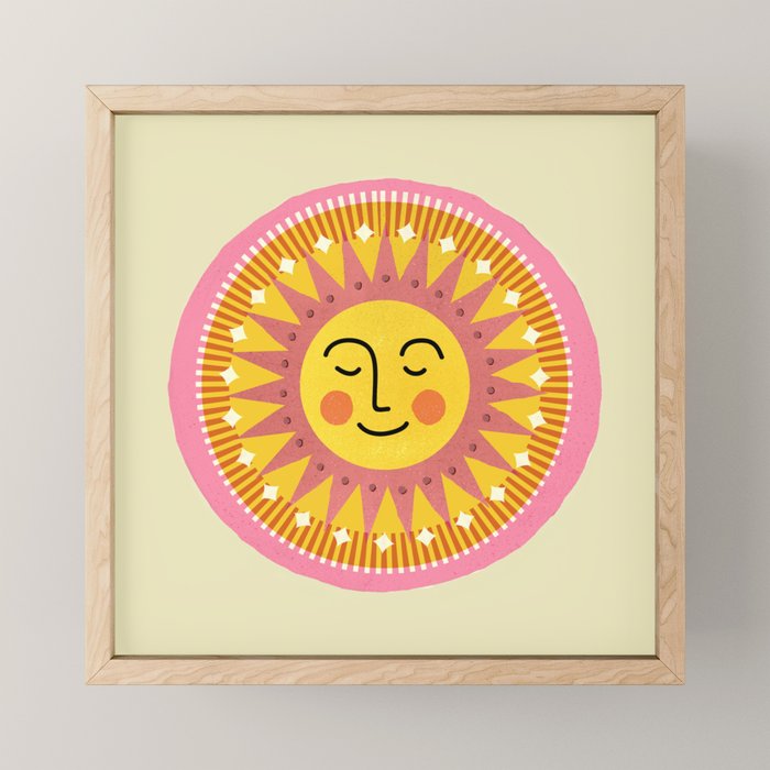 Smiling Sleeping Sun Face Mini Art Print Gallery Image 1
