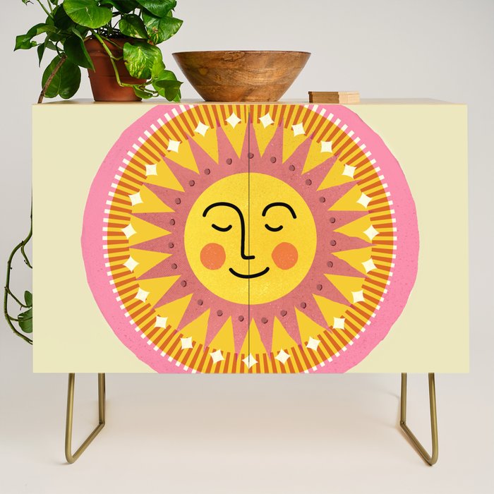 Smiling Sleeping Sun Face Credenza Gallery Image 1