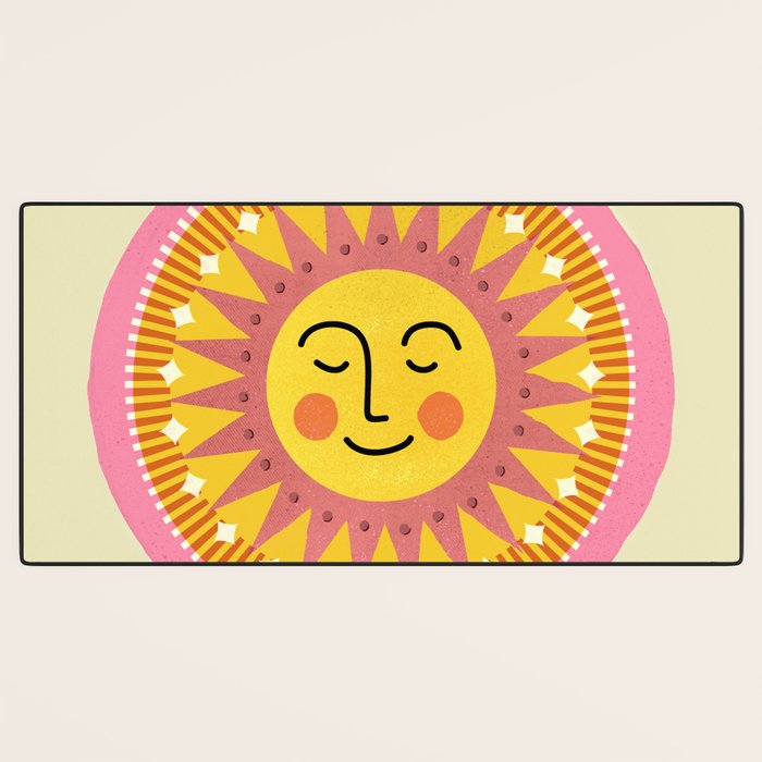 Smiling Sleeping Sun Face Desk Mat Gallery Image 3