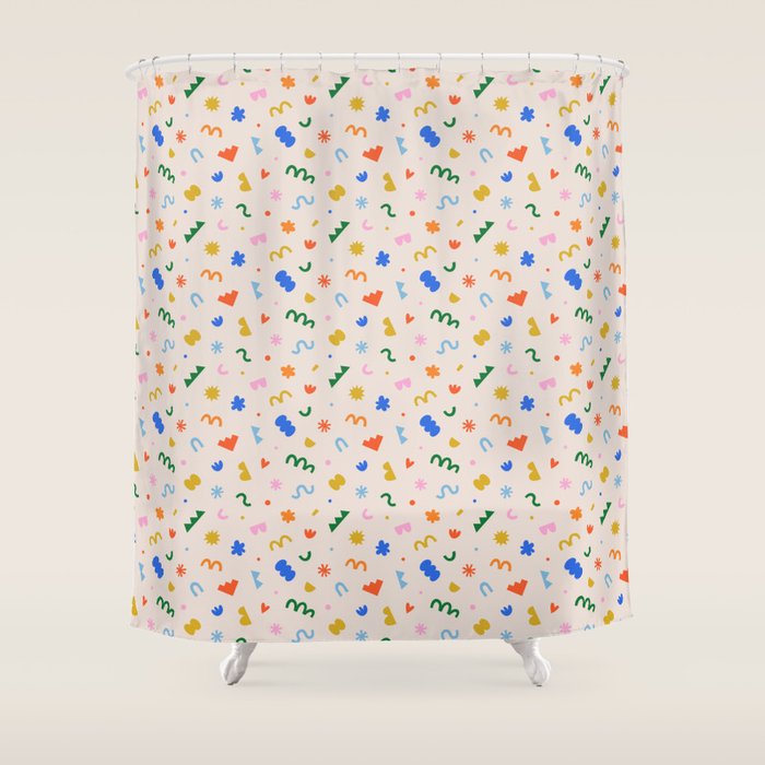 Fun colorful abstract organic shape art pattern Shower Curtain Gallery Image 1