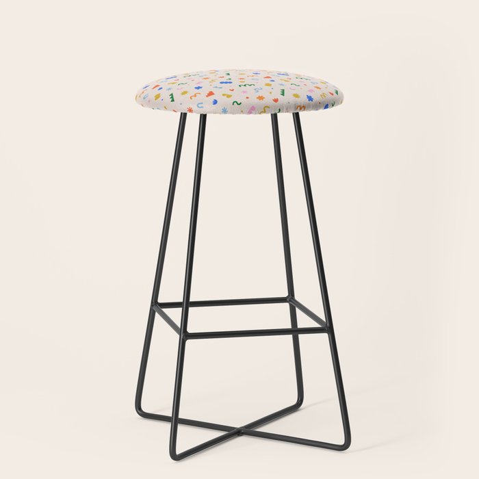 Fun colorful abstract organic shape art pattern Stool Gallery Image 1