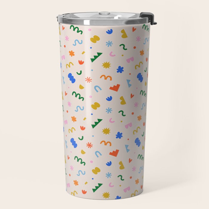 Fun colorful abstract organic shape art pattern Travel Mug Gallery Image 2