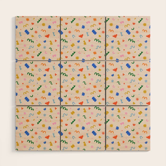 Fun colorful abstract organic shape art pattern Wood Wall Art Gallery Image 1