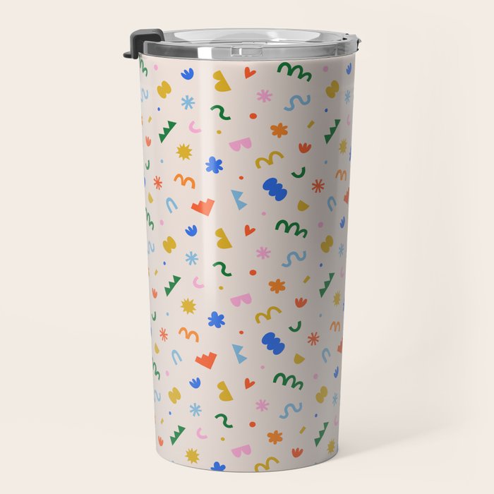 Fun colorful abstract organic shape art pattern Travel Mug Gallery Image 3