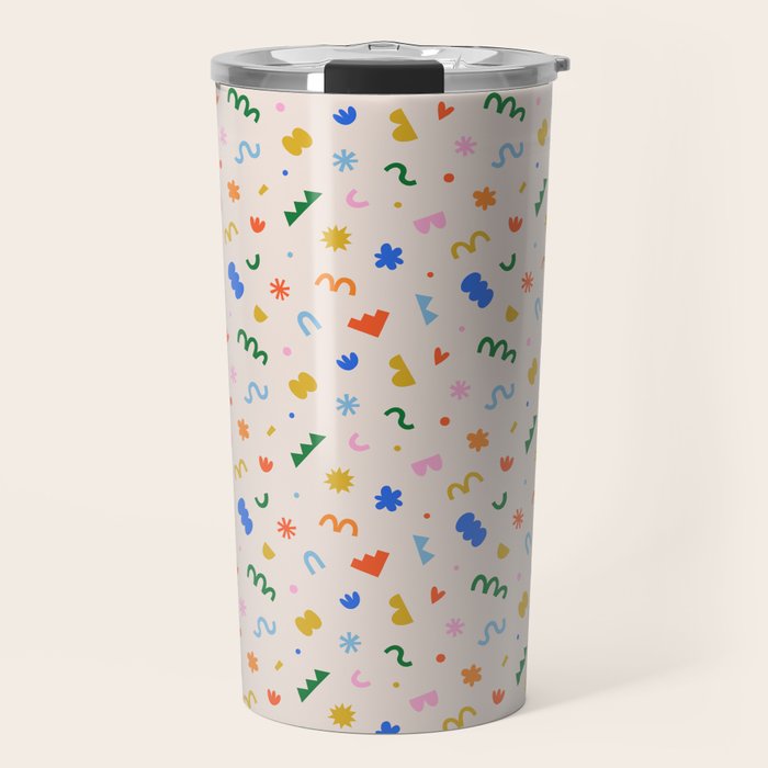 Fun colorful abstract organic shape art pattern Travel Mug Gallery Image 1