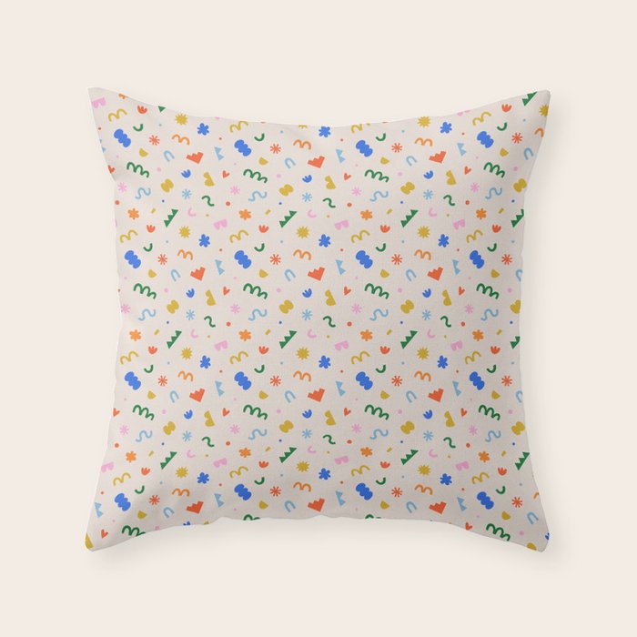 Fun colorful abstract organic shape art pattern Throw Pillow Gallery Image 1