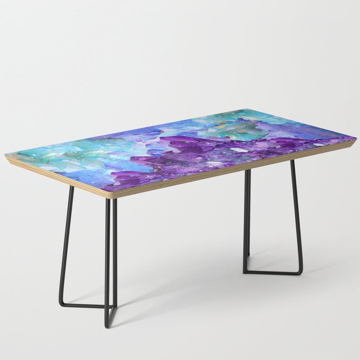 PURPLE AMETHYST CRYSTALS & BLUE-GREEN AQUAMARINE Coffee Table Gallery Image 1