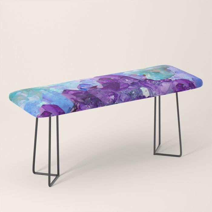 PURPLE AMETHYST CRYSTALS & BLUE-GREEN AQUAMARINE Bench Gallery Image 1