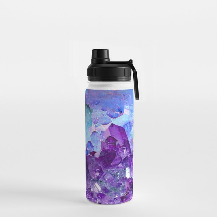 PURPLE AMETHYST CRYSTALS & BLUE-GREEN AQUAMARINE Water Bottle Gallery Image 2