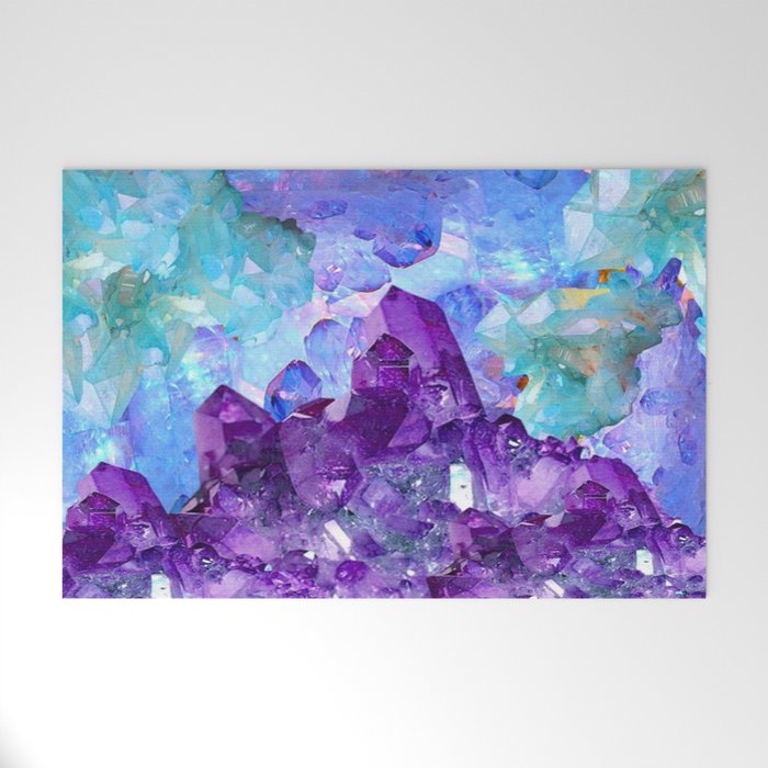 PURPLE AMETHYST CRYSTALS & BLUE-GREEN AQUAMARINE Welcome Mat Gallery Image 1