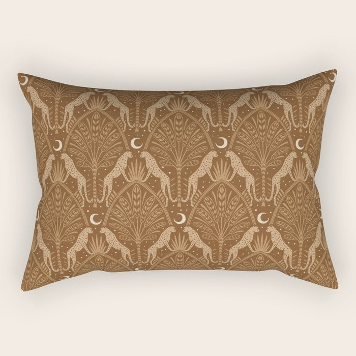Night Cheetahs - Copper Brown Rectangular Pillow Gallery Image 1