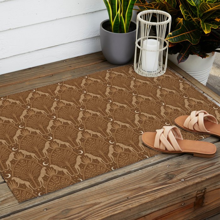 Night Cheetahs - Copper Brown Outdoor Rug Gallery Image 2