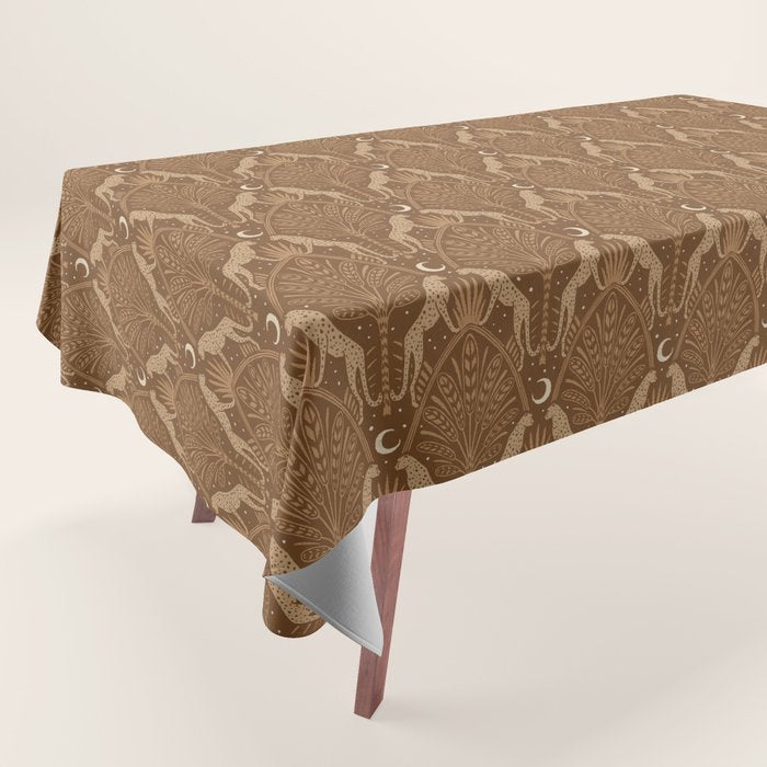 Night Cheetahs - Copper Brown Tablecloth