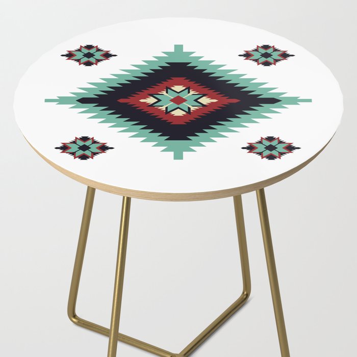 Southwest Santa Fe Geometric Tribal Indian Pattern Side Table Gallery Image 2