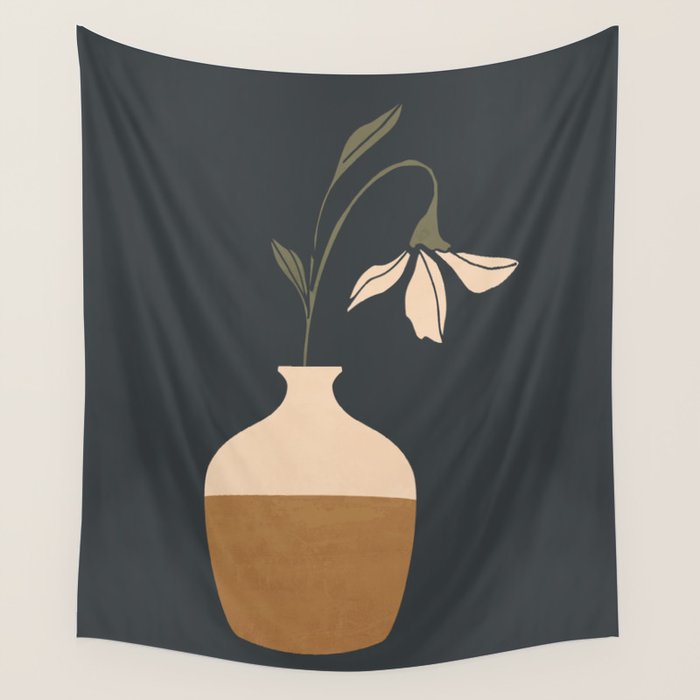 Minimal Abstract Art Vase Flower 9 Wall Tapestry Gallery Image 4
