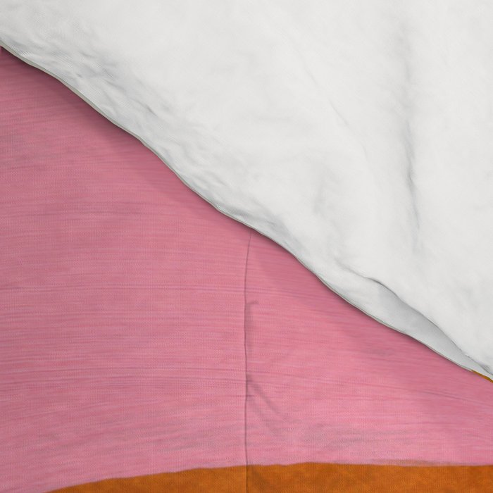 Ochre Pink Marine Green Fun Colorful Mid Century Modern Abstract Painting Shapes Pattern Comforter Gallery Image 4