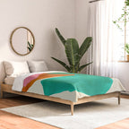 Ochre Pink Marine Green Fun Colorful Mid Century Modern Abstract Painting Shapes Pattern Comforter Gallery Image 2