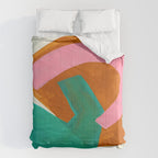 Ochre Pink Marine Green Fun Colorful Mid Century Modern Abstract Painting Shapes Pattern Comforter Gallery Image 6