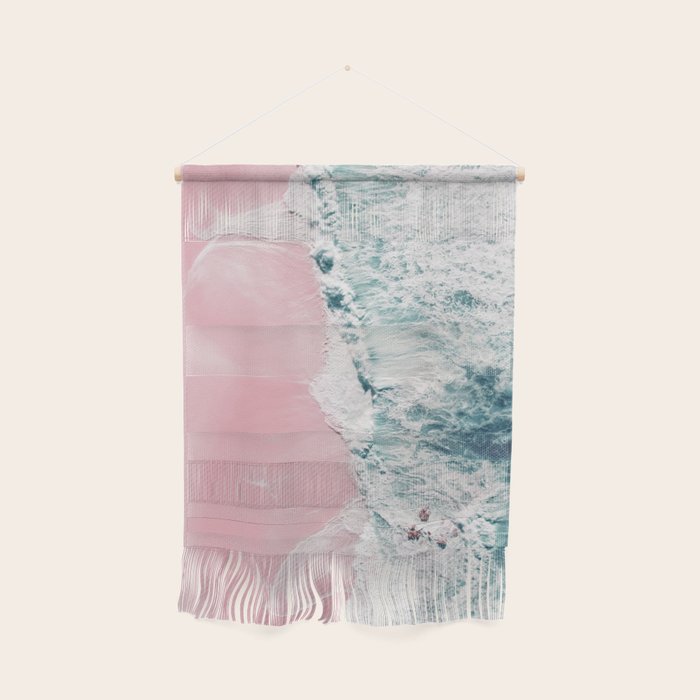 Aerial Ocean Print - Beach - Pink Sand - Wave - Original Sea of Love - Travel Photography  Wall Hanging Gallery Image 1