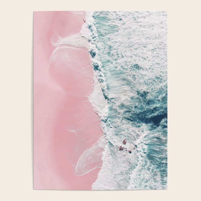 Aerial Ocean Print - Beach - Pink Sand - Wave - Original Sea of Love - Travel Photography  Poster Gallery Image 1