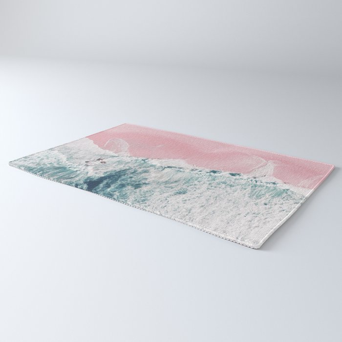 Aerial Ocean Print - Beach - Pink Sand - Wave - Original Sea of Love - Travel Photography  Rug Gallery Image 3