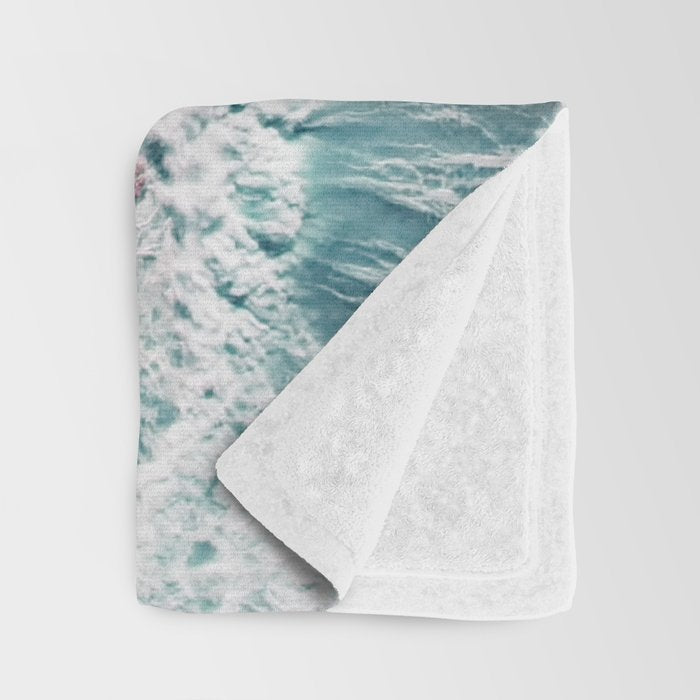 Aerial Ocean Print - Beach - Pink Sand - Wave - Original Sea of Love - Travel Photography  Throw Blanket Gallery Image 3