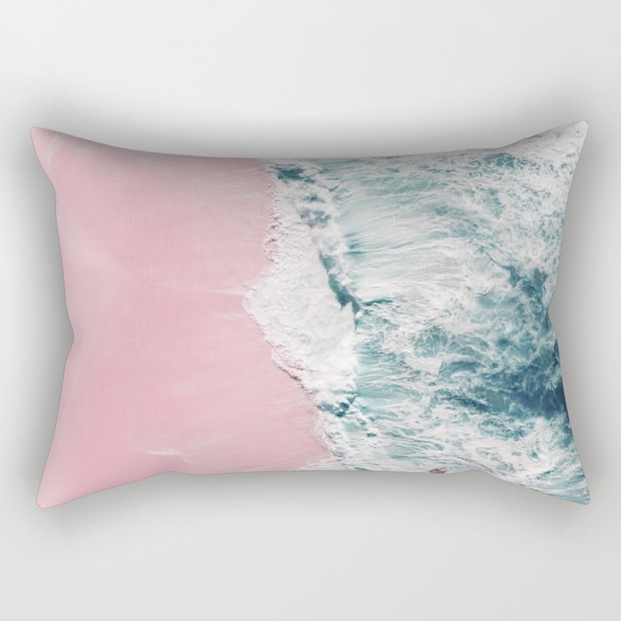 Aerial Ocean Print - Beach - Pink Sand - Wave - Original Sea of Love - Travel Photography  Rectangular Pillow Gallery Image 1