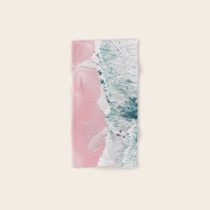 Aerial Ocean Print - Beach - Pink Sand - Wave - Original Sea of Love - Travel Photography  Towels Gallery Image 1