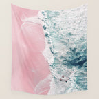 Aerial Ocean Print - Beach - Pink Sand - Wave - Original Sea of Love - Travel Photography  Wall Tapestry Gallery Image 4