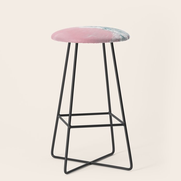 Aerial Ocean Print - Beach - Pink Sand - Wave - Original Sea of Love - Travel Photography  Stool Gallery Image 1