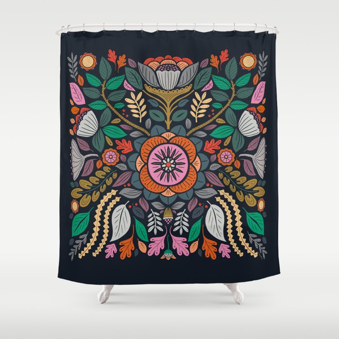 In Bloom | Navy Shower Curtain Gallery Image 1