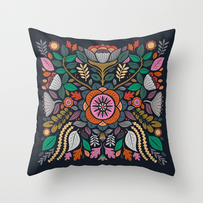 In Bloom | Navy Throw Pillow Gallery Image 6