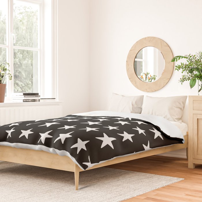 Star Pattern White On Black Duvet Cover Gallery Image 2