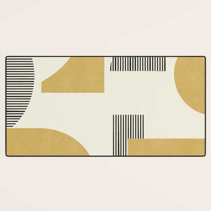 Abstract Lines Composition - Gold Yellow Desk Mat Gallery Image 3