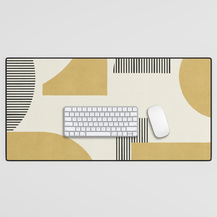 Abstract Lines Composition - Gold Yellow Desk Mat Gallery Image 1
