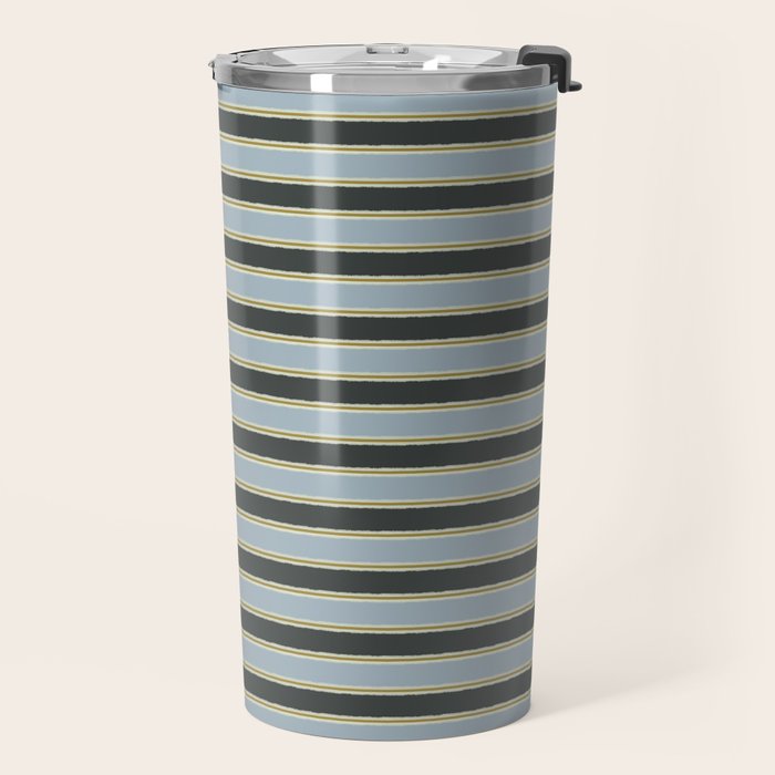 Vintage Cottage Stripes Cozy Eclectic Pattern Travel Mug Gallery Image 2