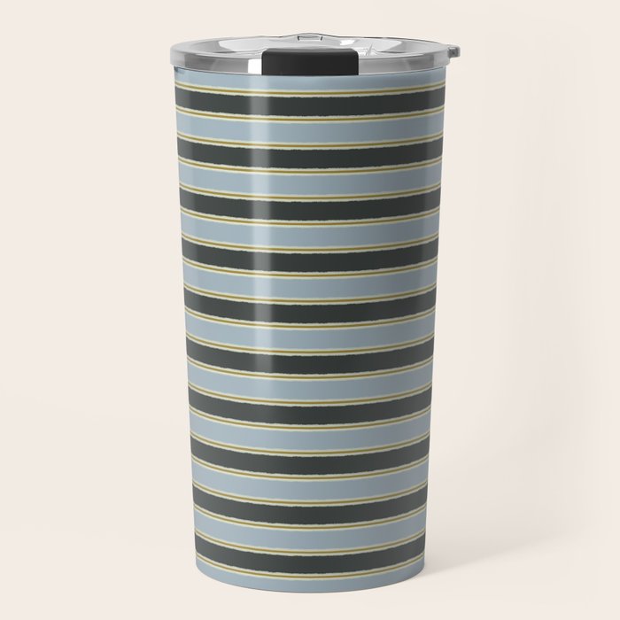 Vintage Cottage Stripes Cozy Eclectic Pattern Travel Mug Gallery Image 1