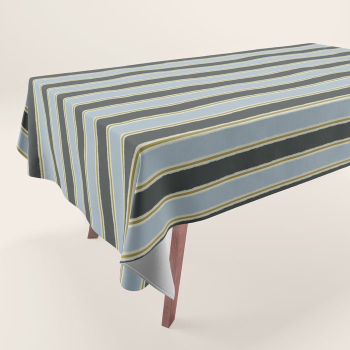 Vintage Cottage Stripes Cozy Eclectic Pattern Tablecloth Gallery Image 1