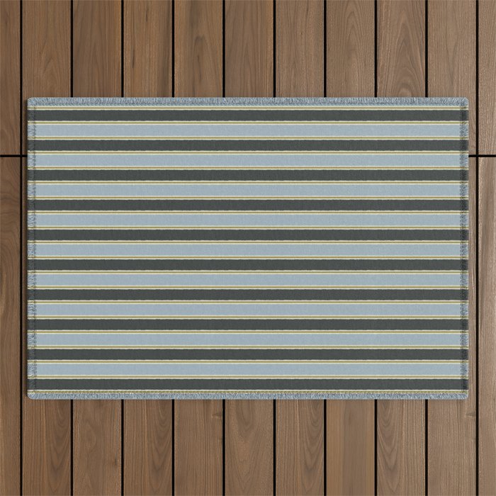 Vintage Cottage Stripes Cozy Eclectic Pattern Outdoor Rug Gallery Image 1
