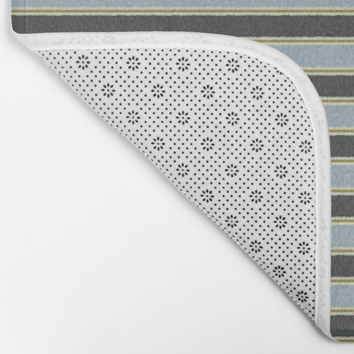 Vintage Cottage Stripes Cozy Eclectic Pattern Bath Mat Gallery Image 2