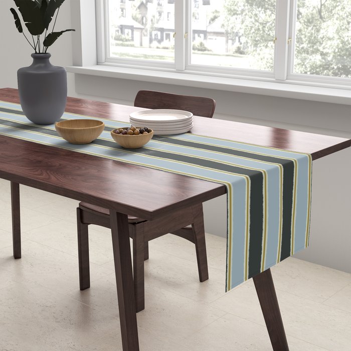 Vintage Cottage Stripes Cozy Eclectic Pattern Table Runner Gallery Image 2
