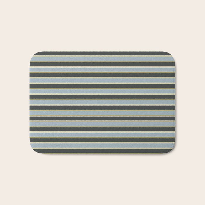 Vintage Cottage Stripes Cozy Eclectic Pattern Bath Mat Gallery Image 1