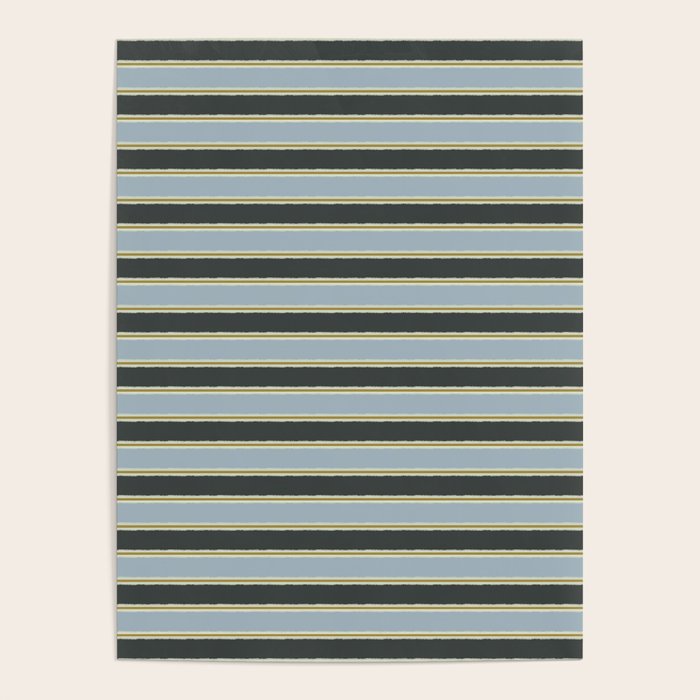 Vintage Cottage Stripes Cozy Eclectic Pattern Poster Gallery Image 1