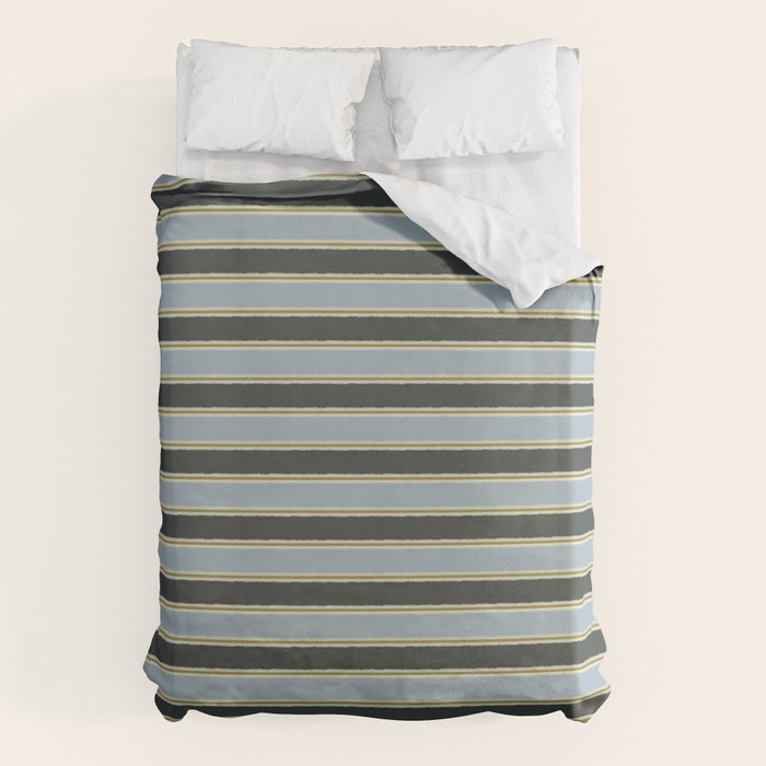 Vintage Cottage Stripes Cozy Eclectic Pattern Duvet Cover Gallery Image 1
