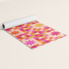 Colorful Quilt Plaid geometric pattern red and pink Yoga Mat Gallery Image 2