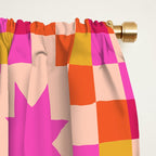 Colorful Quilt Plaid geometric pattern red and pink Window Curtain Gallery Image 2