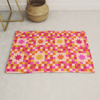Colorful Quilt Plaid geometric pattern red and pink Rug Gallery Image 1