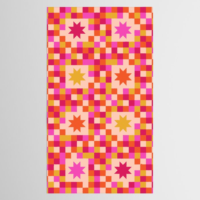 Colorful Quilt Plaid geometric pattern red and pink Tablecloth Gallery Image 2